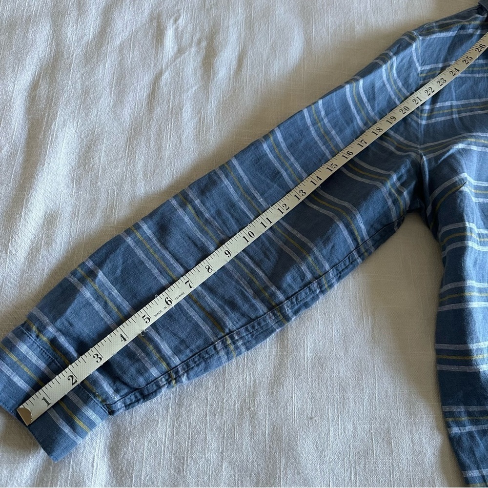 Coldwater Creek Womens M Linen Striped Button Up Tunic Top Preppy Office Casual - Picture 9 of 12